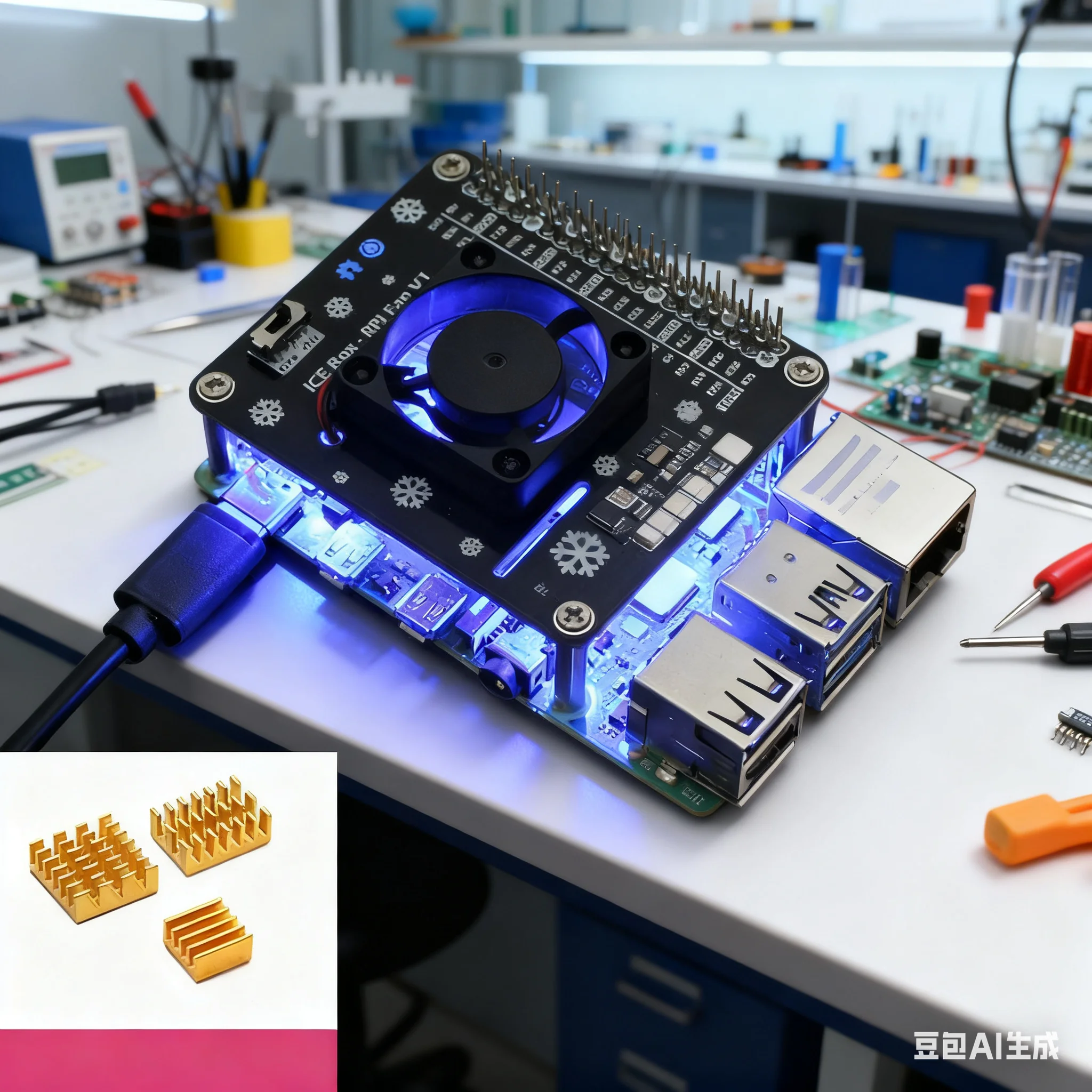 Raspberry Pi Water Cooling Kit - Chapéu de resfriamento ativo para raspberry
